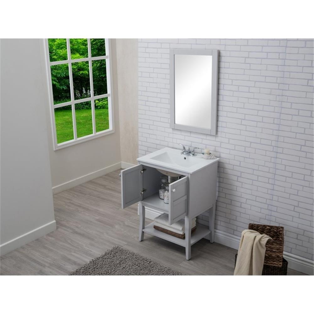 Elegant Decor Mason 24″ Solid Wood Single Bathroom Vanity in Gray