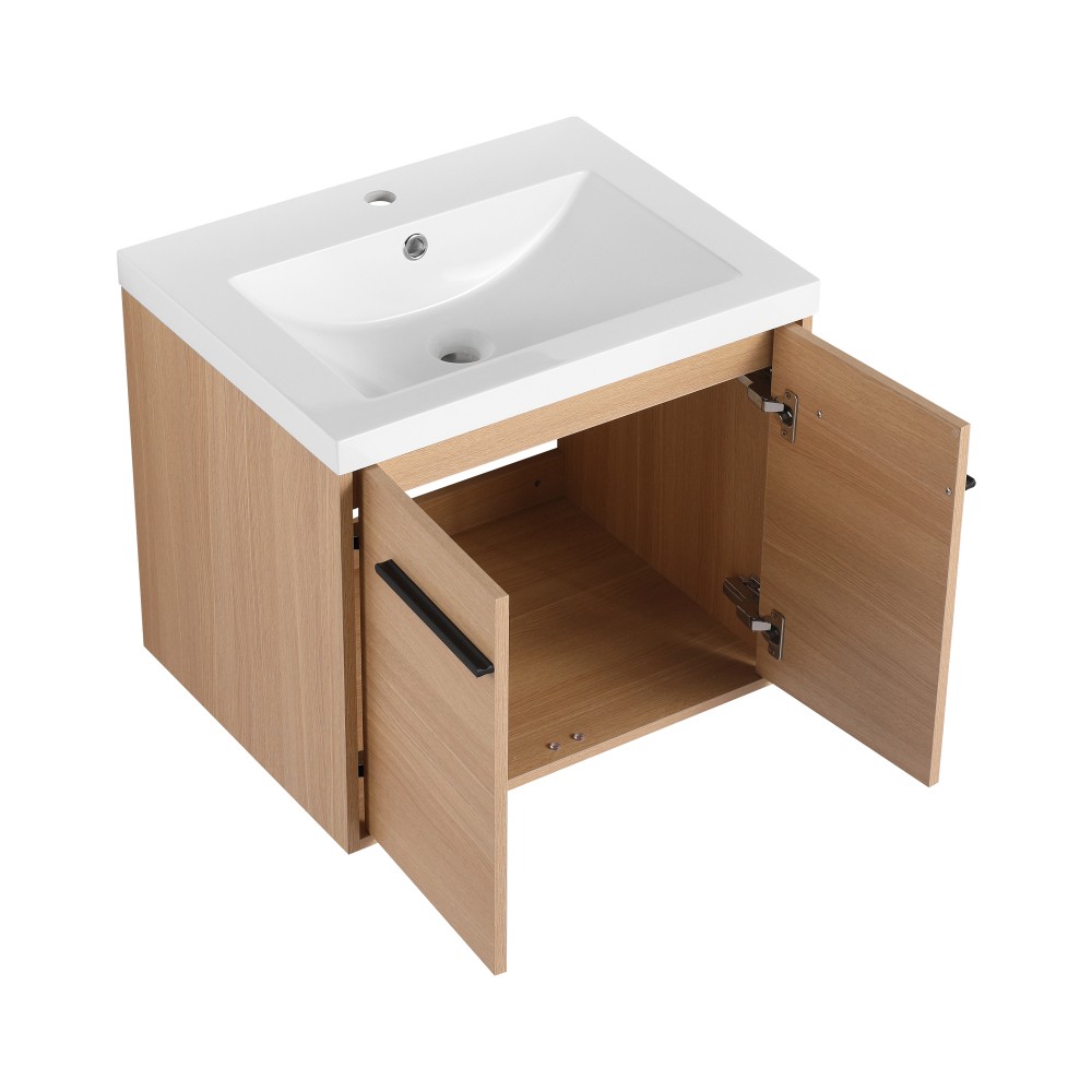 LEVISTAR Oak 24 Inch Bathroom Vanity with resin Countertop Sink