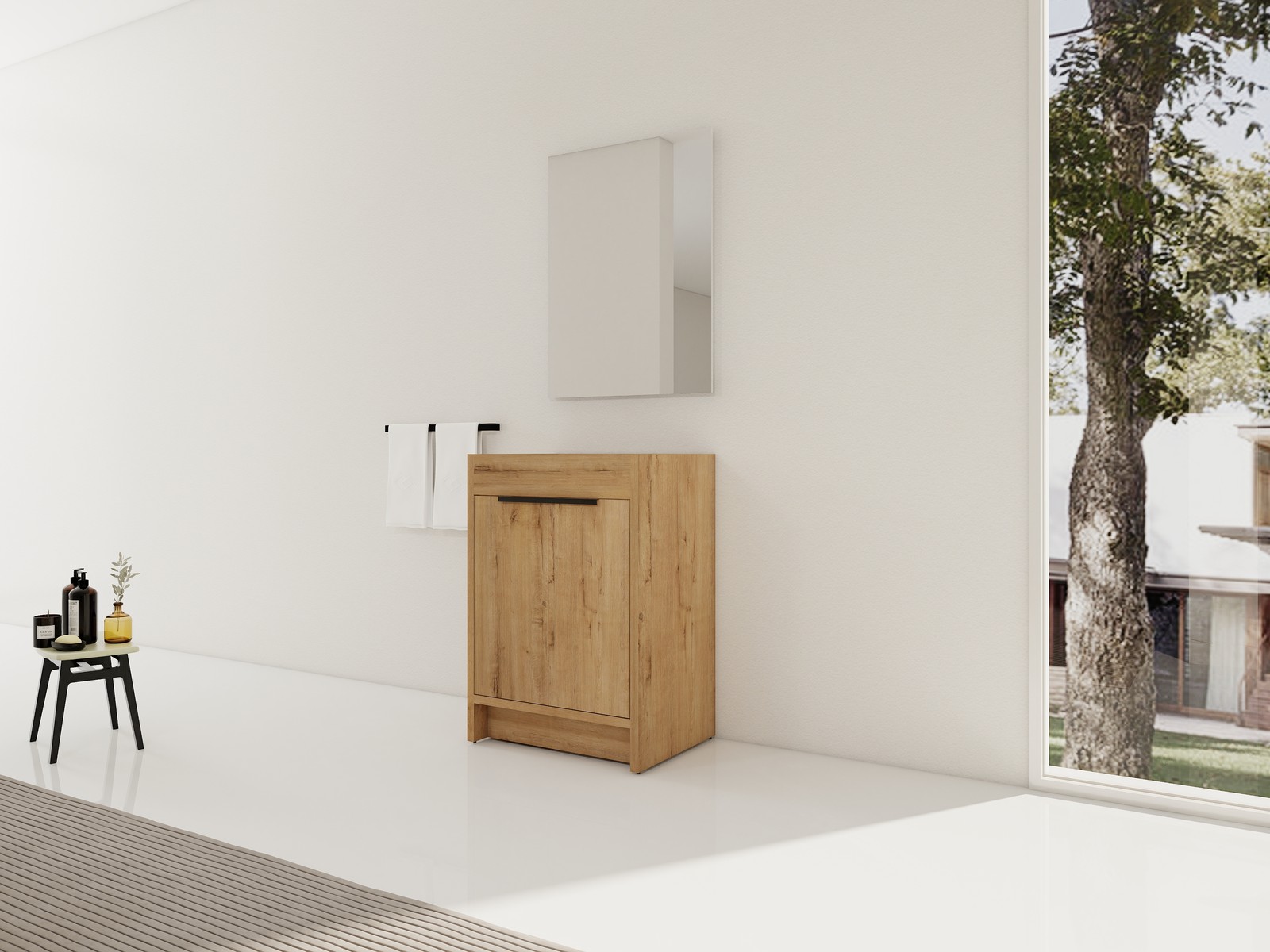 24″Plywood Freestanding Bathroom Vanity Cabinet W/2 Soft-Close Doors without Top