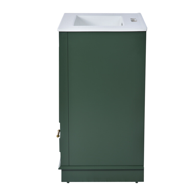 24” Bathroom Vanity with Ceramic Sink Combo Green Cabinet w/Doors & Drawers