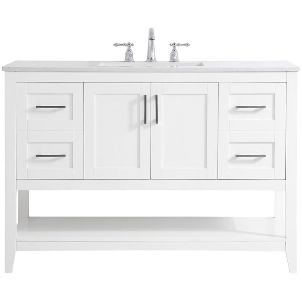 Elegant Decor Aubrey 48″ Single Quartz Top Bathroom Vanity in White