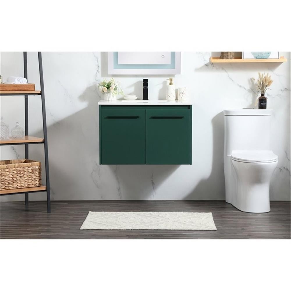 Elegant Decor Penn 30″ Aluminum Alloy MDF Single Bathroom Vanity in Green