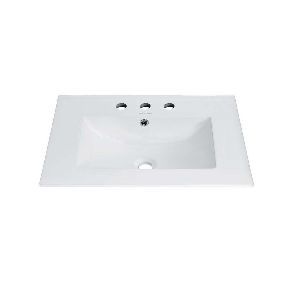 Swiss Madison 24 in. White Ceramic Vanity Top 8 in. Widespread Faucet Holes