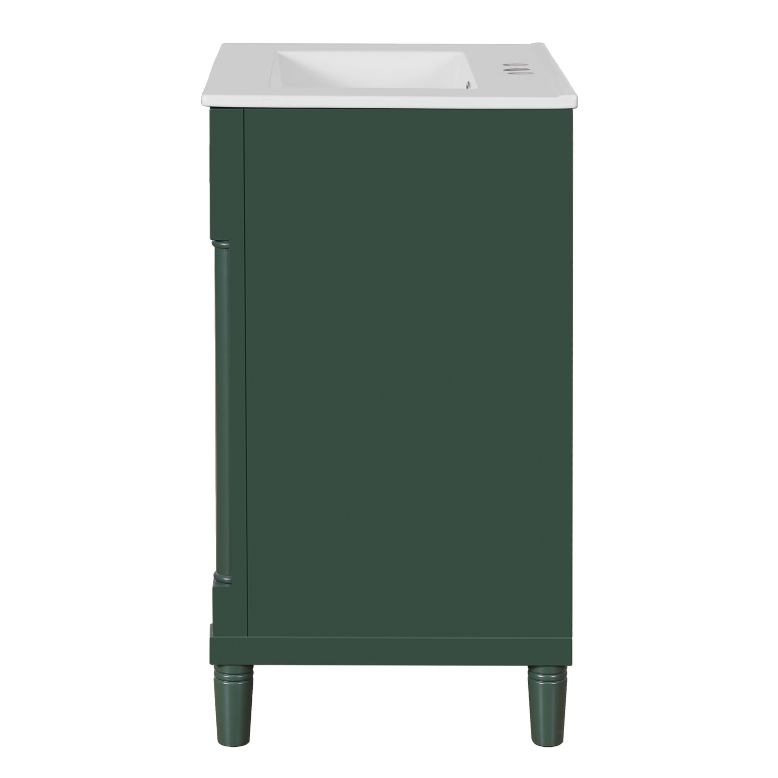 24 in Small Bathroom Vanity w/ Ceramic Sink & 2 Doors, Solid Wood&MDF, Green