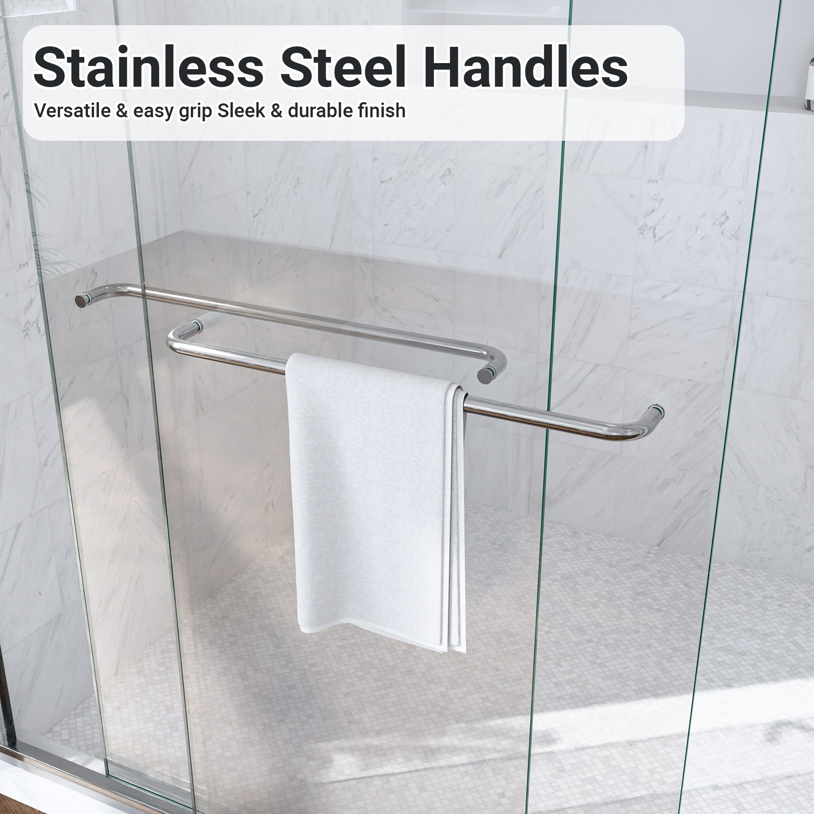 56″-60″W*60″ H Semi-Frameless Double Sliding Shower Door, Bypass Shower Door
