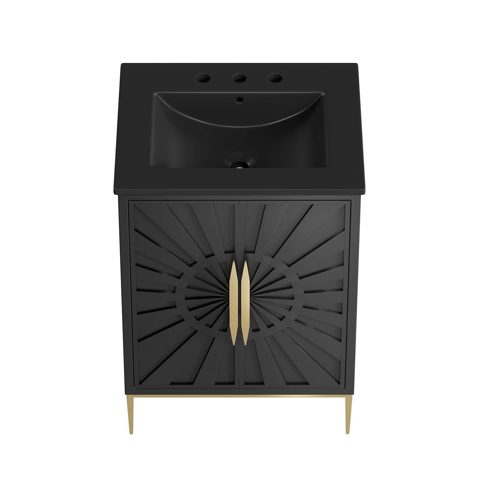 Modway Awaken 24″ Solid Wood and MDF Bathroom Vanity in Black