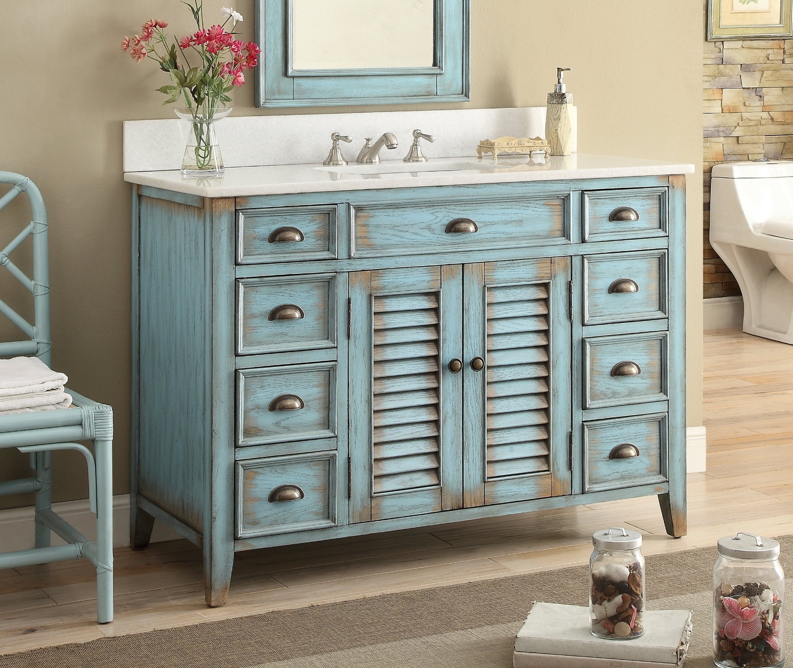 46 inch Rustic Style Bathroom Vanity Abbeville with Backsplash CF-28885BU-BS