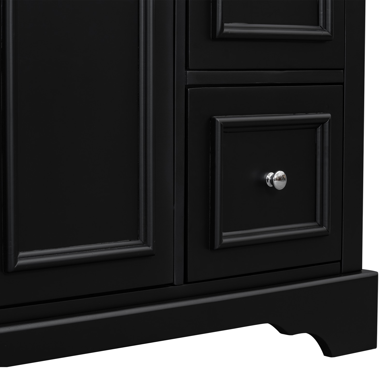 36 Inch Transitional Bathroom Vanity with Ceramic Sink, Black
