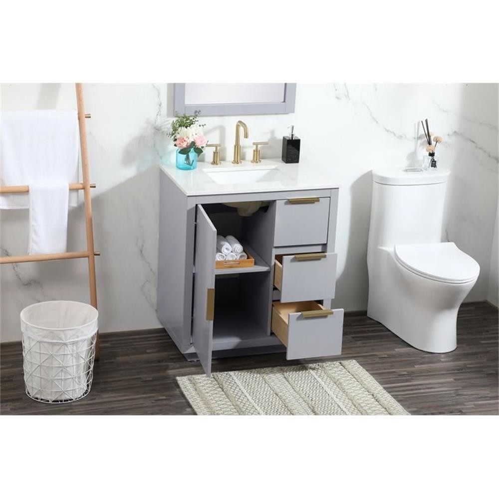 Elegant Decor Blake 30″ Aluminum Alloy MDF Single Bathroom Vanity in Gray