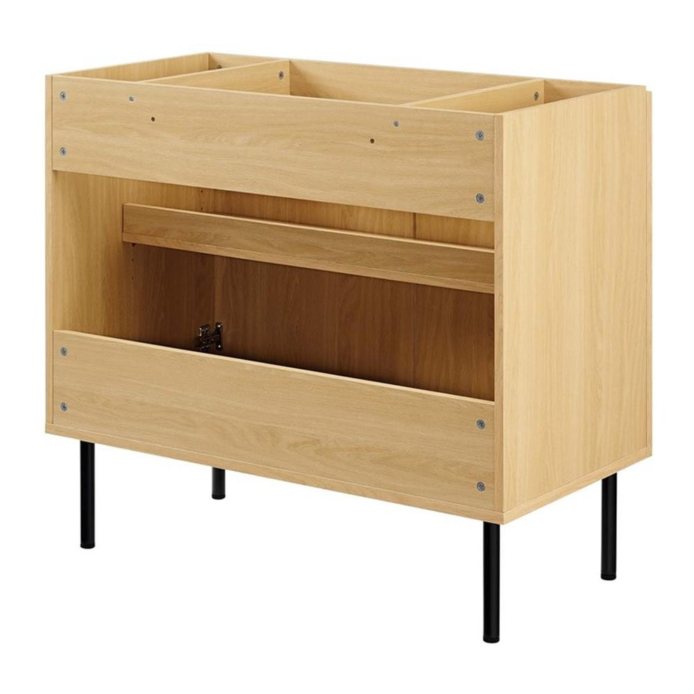 Modway Chaucer 36″ Wood & Rattan Bathroom Vanity Cabinet in Oak