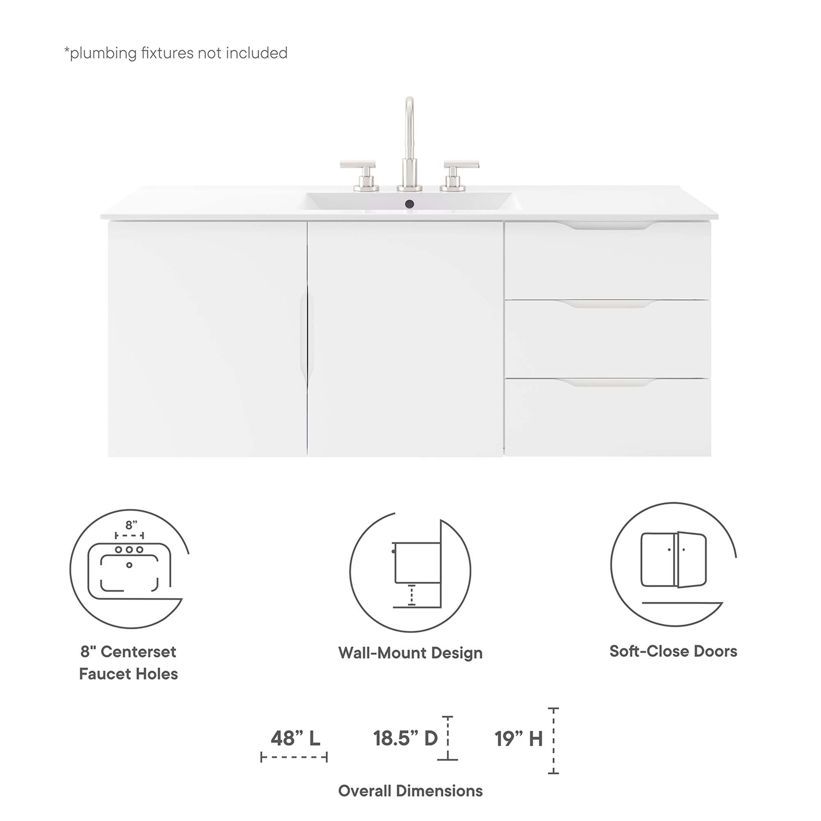 Vitality Double or Single Sink Compatible (Not Included) Bathroom Vanity Cabinet