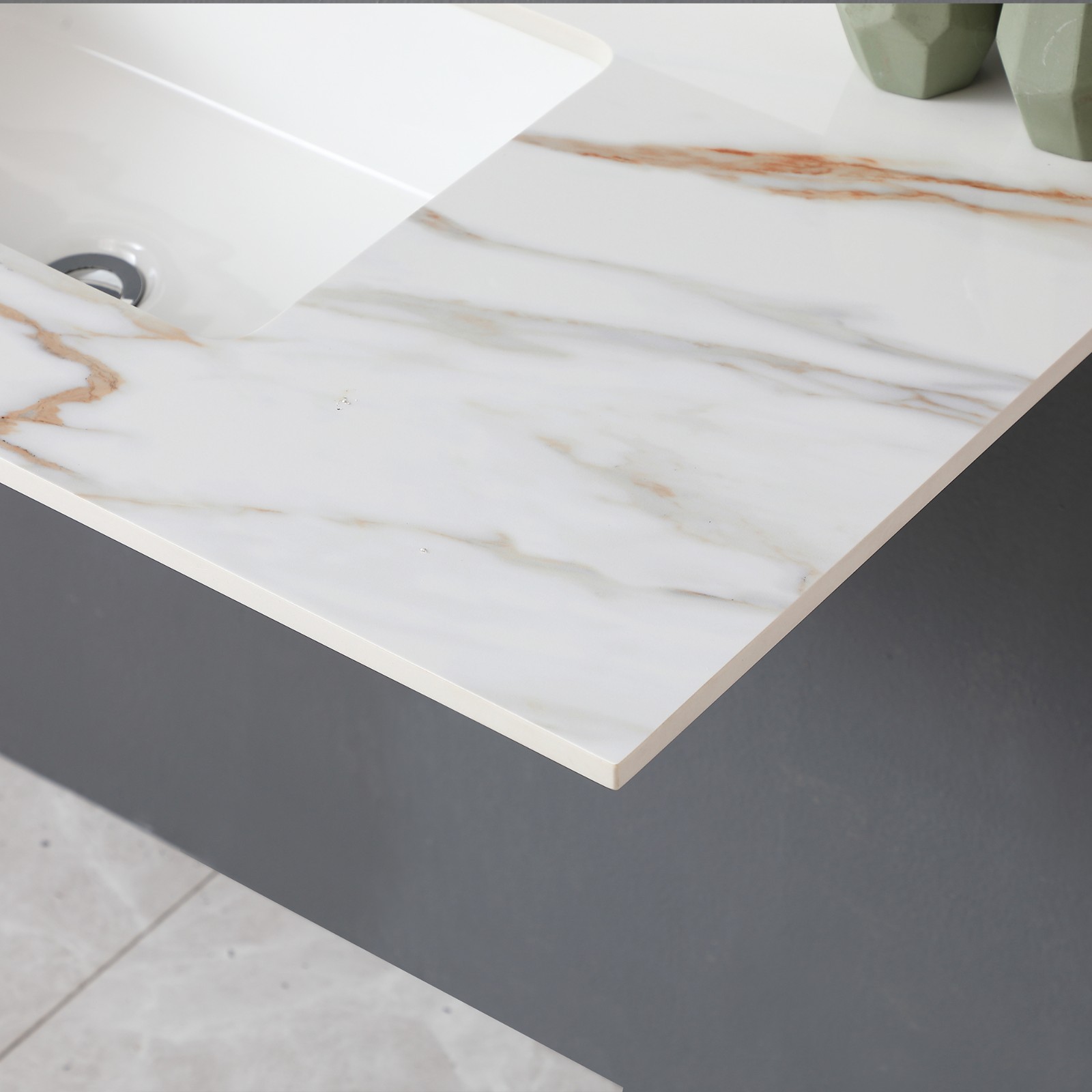 43″ Marble Vanity Top with Undermount Sink & Backsplash Carrara White