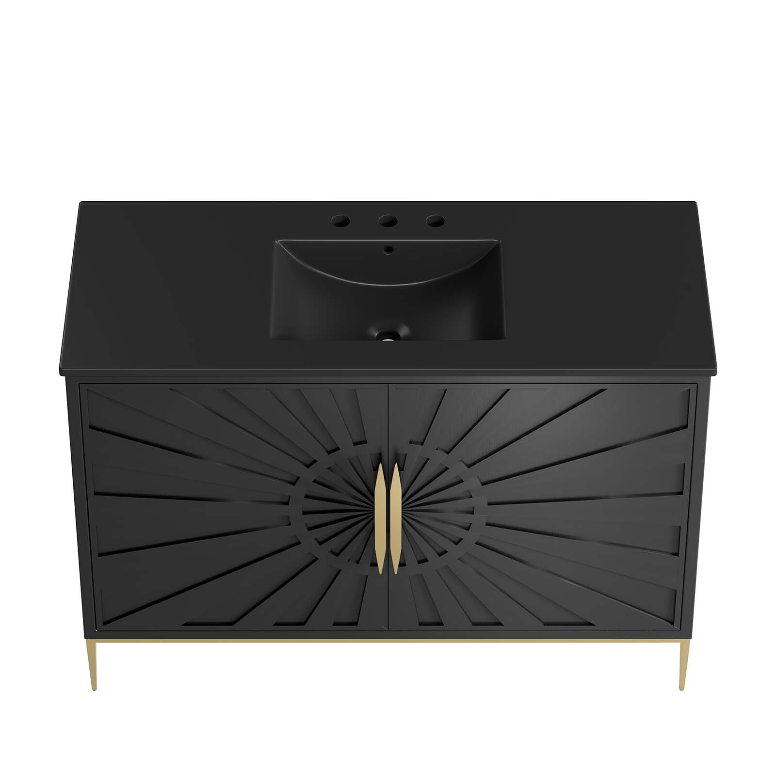 Modway Awaken 48″ Bathroom Vanity Cabinet in Black Black With Ceramic Sink Basin