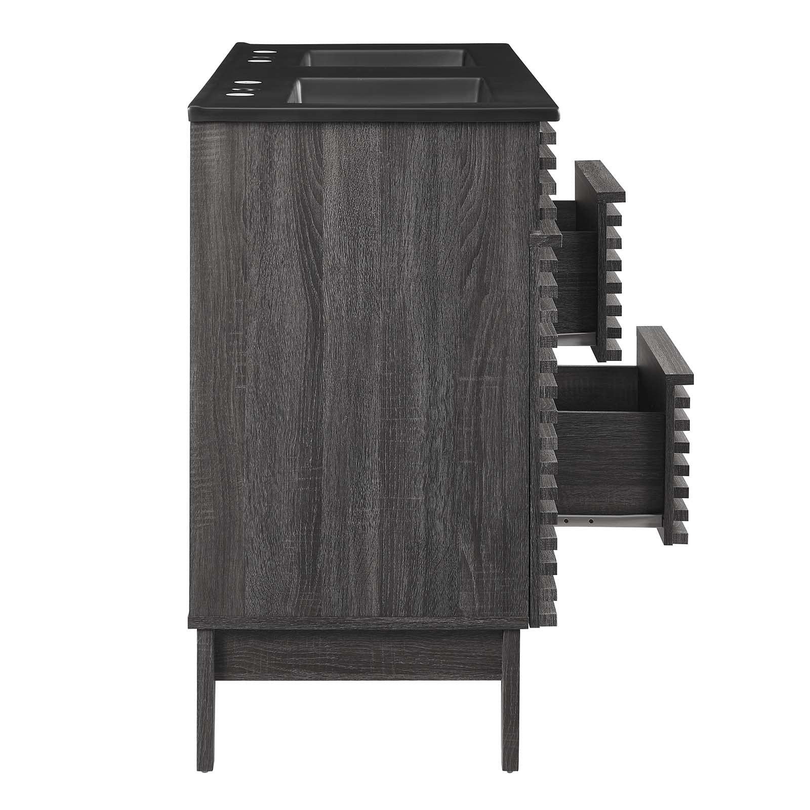 Modway Render 47.5″ MDF Wood Double Sink Bathroom Vanity in Charcoal/Black