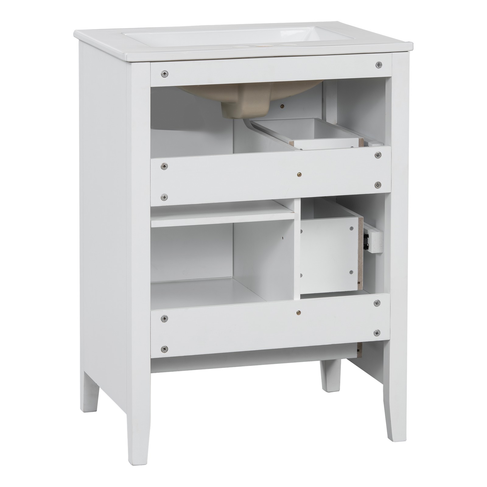 24″ Bathroom Vanity w/Storage, Adjustable Shelf Modern Bathroom Storage Cabinet