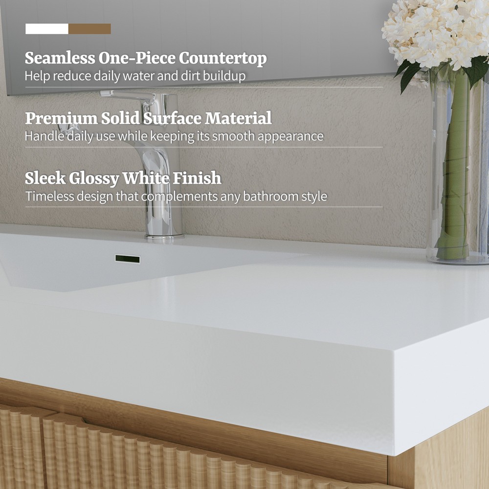 48″ Wall Mounted Bathroom Vanity w/Sink, Floating Vanity Cabinet, Drawer, Door