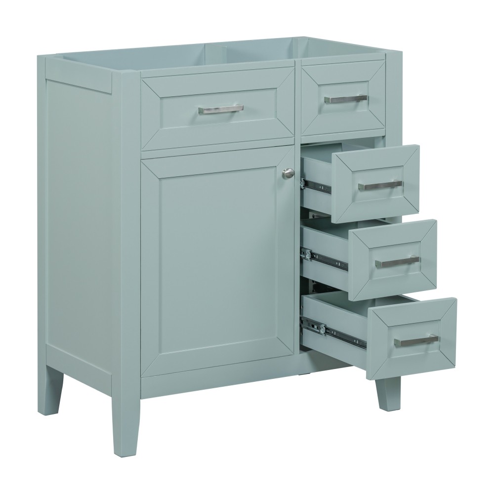 Vanity with Three Sliding Drawers and Shelves For Bathrooms Without Sinks