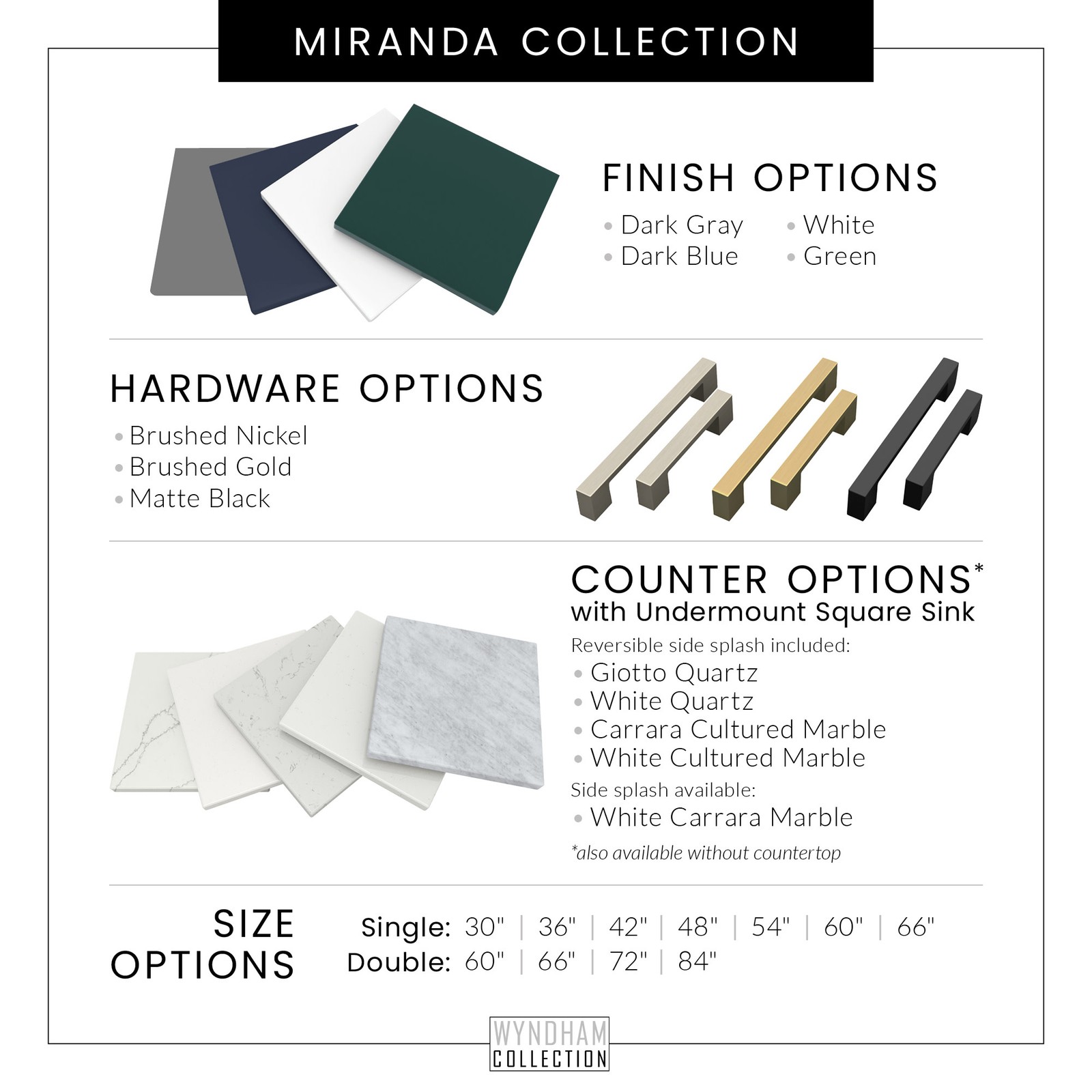 Wyndham Collection WCF2929-48S-VCA-US3M46 Miranda 48″ – Green / Carrara Cultured