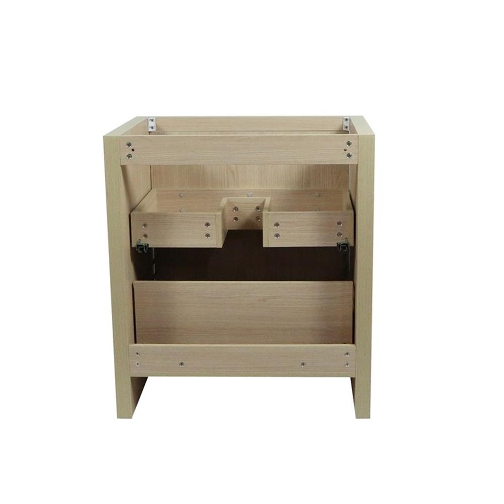 30″ Single Sink Vanity In Neutral Finish with White Ceramic Top