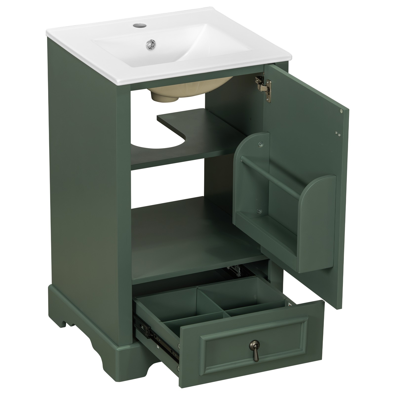 20″ Bathroom Vanity with Ceramic Sink Modern Storage Cabinet w/Soft Close Door