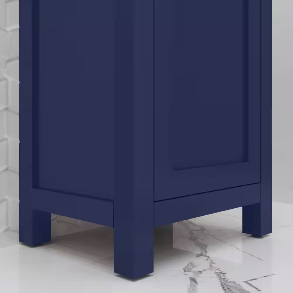 MIA 18 In. W Bath Vanity in Monarch Blue Finish with Ceramics Integrated Vanity