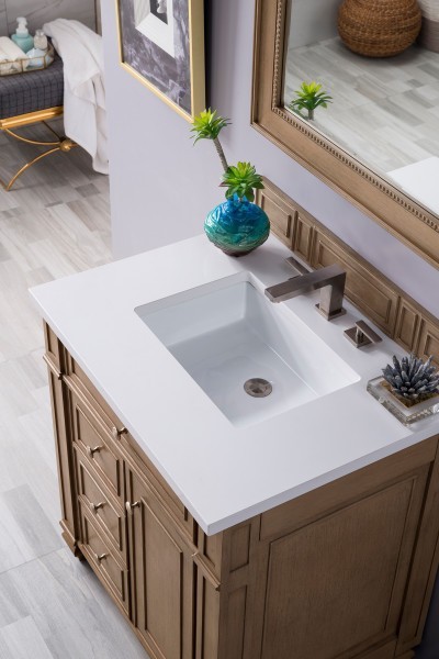 30″ James Martin Bristol 157-V30-WW-3WZ Vanity Cabinet White Zeus Silestone Top