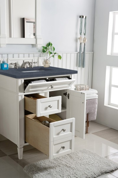 30″ James Martin Brittany 655-V30-BW-3CSP Vanity Cabinet Charcoal Soapstone Top