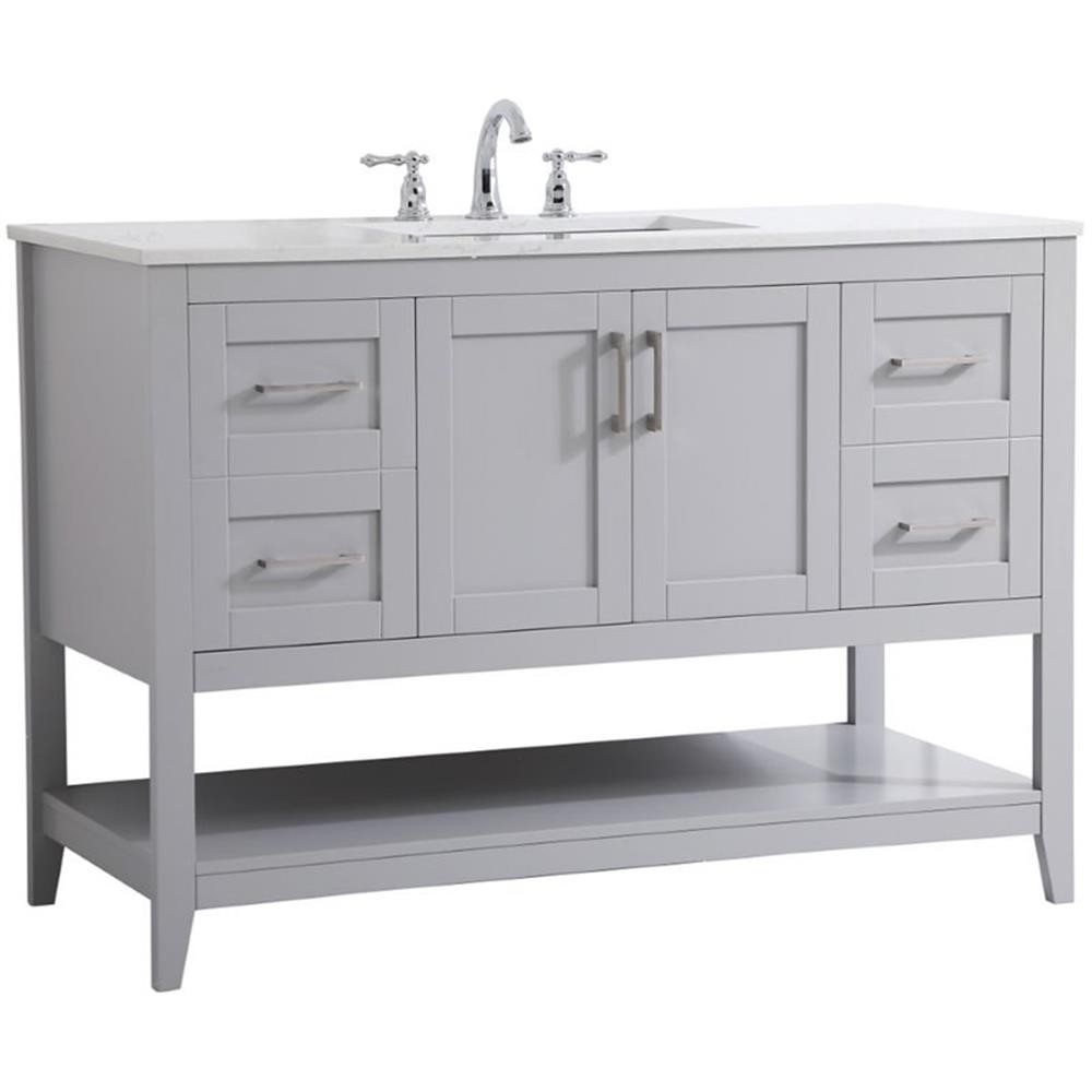 Elegant Decor Aubrey 48″ Single Quartz Top Bathroom Vanity in Gray