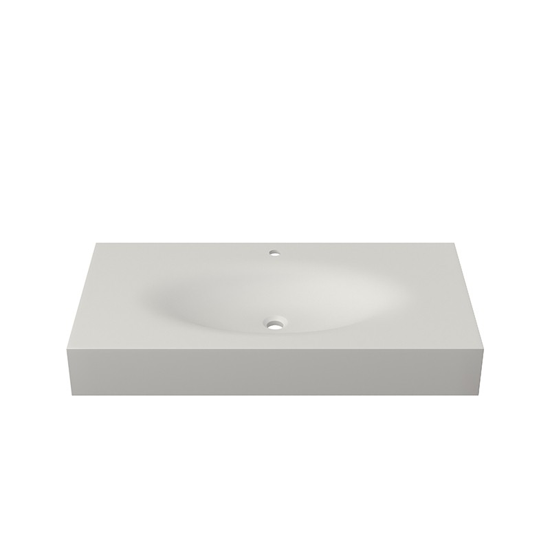 42″ Solid Surface Bathroom Vanity Basin, Matte White