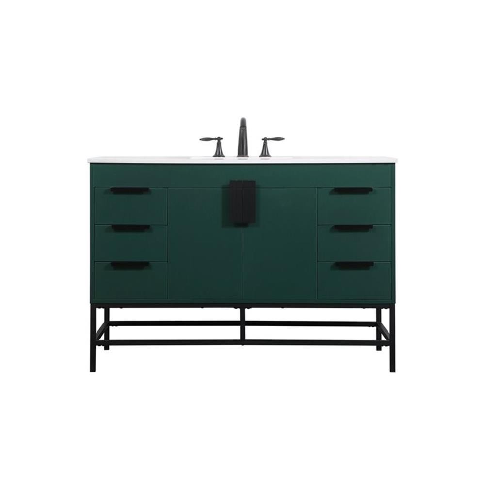 Elegant Decor Eugene 48″ Aluminum Iron MDF Single Bathroom Vanity in Green
