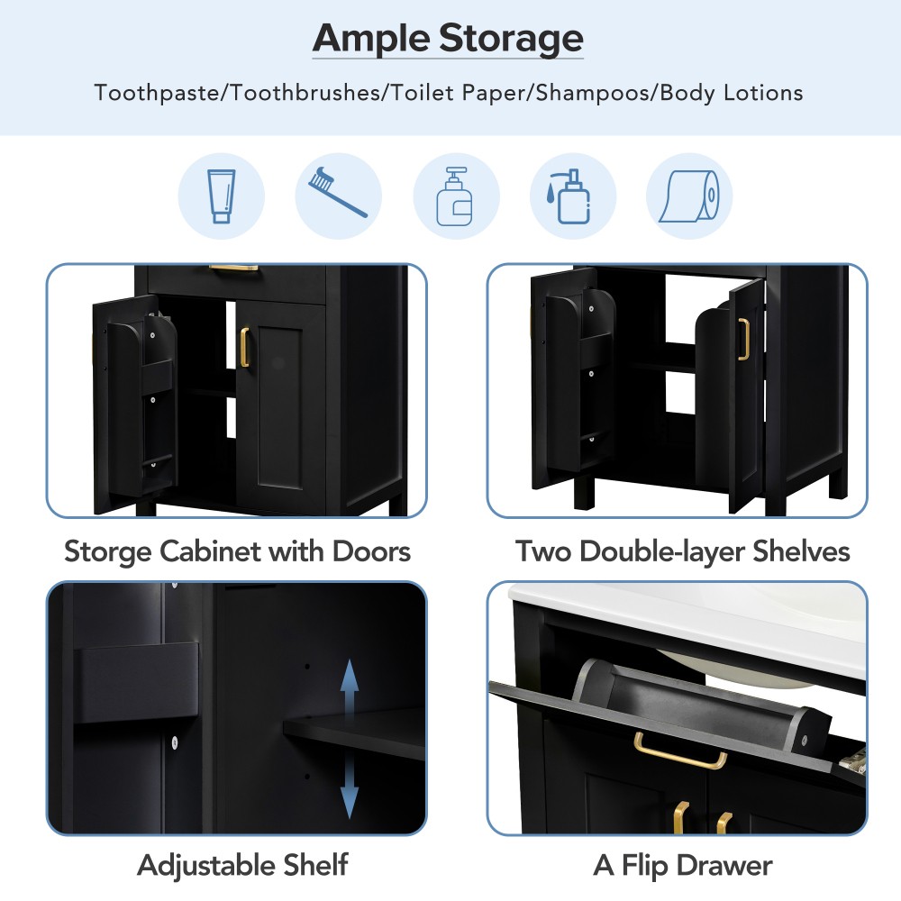 24″Bathroom Vanity Combo with Ceramic sink, Luxurious Space-Saving Vanity