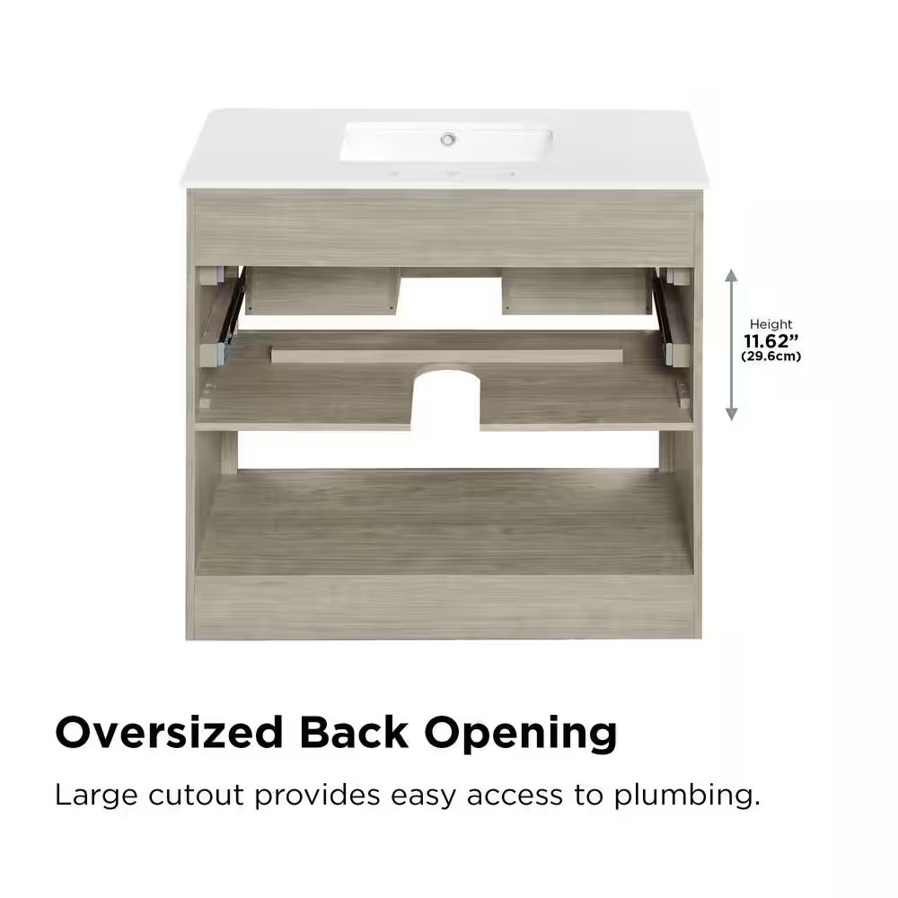 Camley 36 In. Single Sink Freestanding Sandstorm Bath Vanity with White Engineer