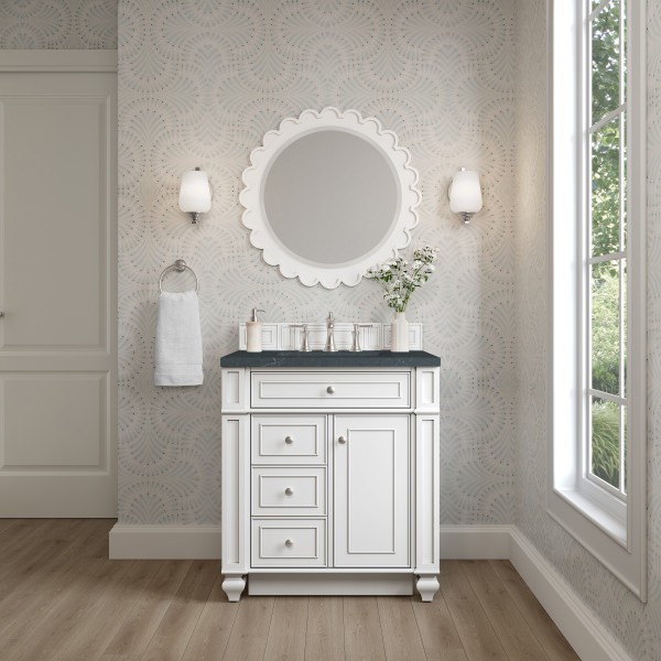 30″ James Martin Bristol157-V30-BW-3CSP Vanity Cabinet Charcoal Soapstone Top