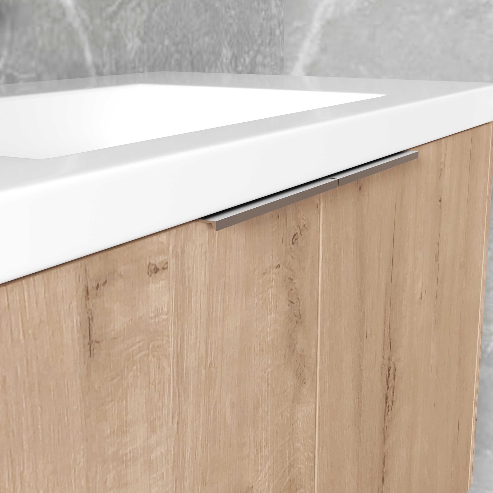 35” Modern Wall Mounted Bathroom Vanity w/ Sink 2 Soft Close Door Imitative Oak