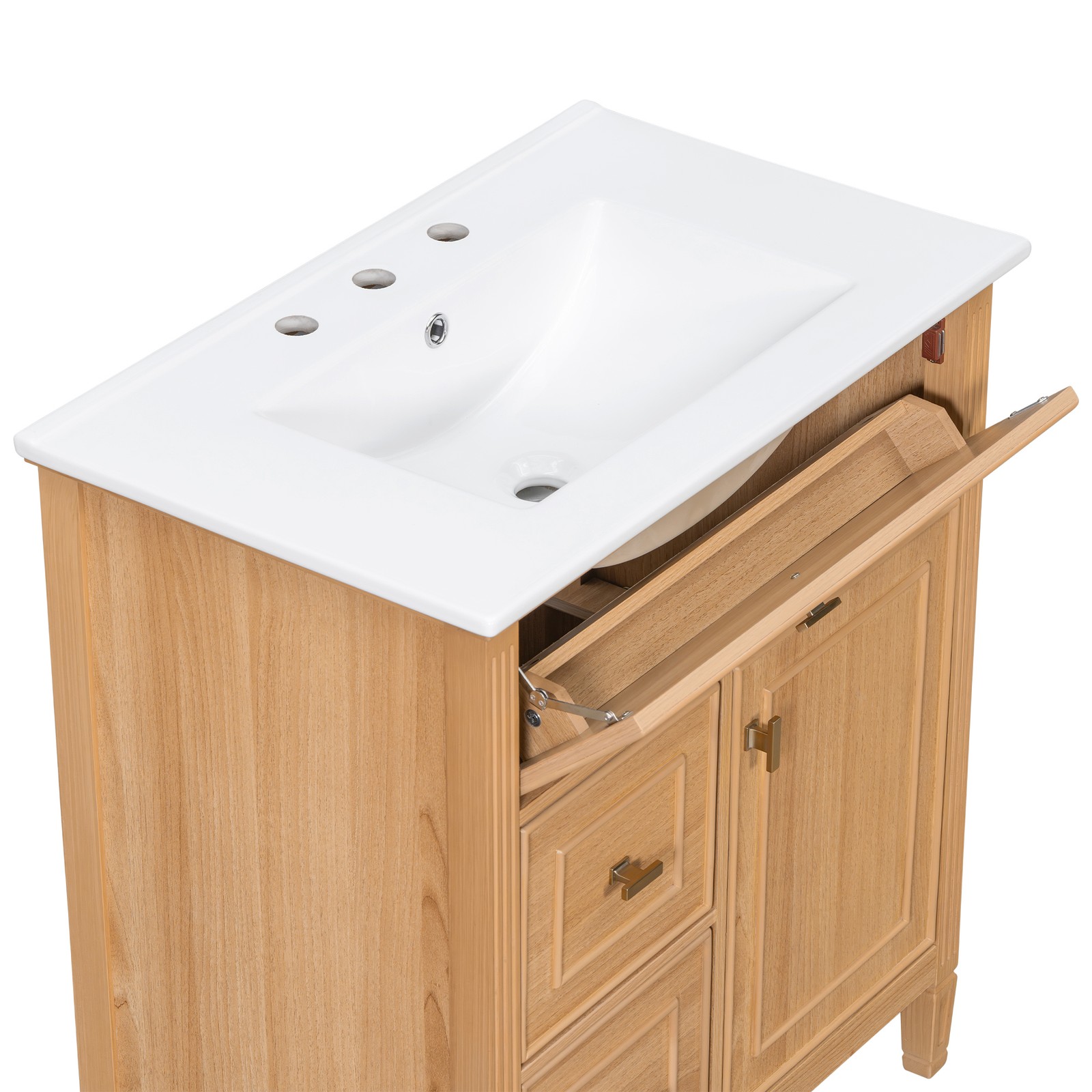 30″ Bathroom Vanity with Sink, Cabinet, Drawers, Solid Wood & MDF