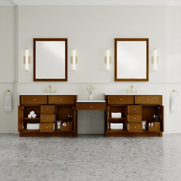 120 James Martin Bellshire 660-VMC120-HNO-3WZ Dual Vanity Cabinet White Zeus Top