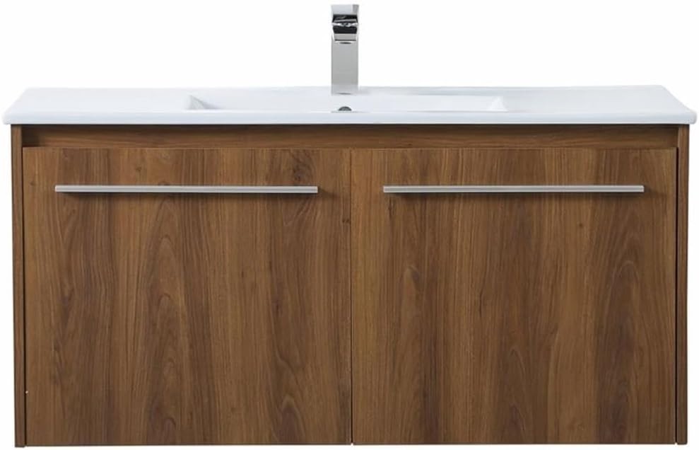 Elegant Lighting 40 inch Single Bathroom Floating Vanity in Walnut Brown