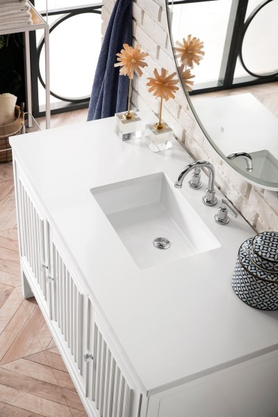 48″ James Martin Athens E645-V48-GW-3WZ Vanity Cabinet White Zeus Silestone Top