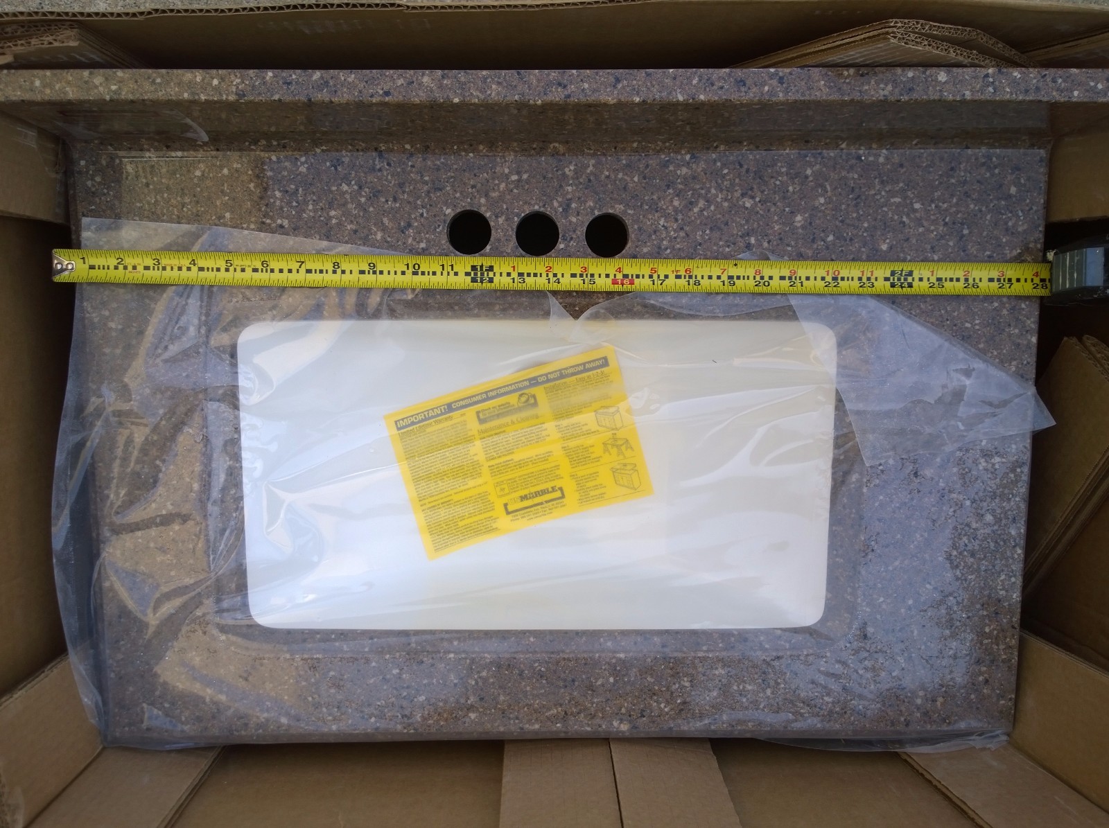 NIB Nice Premium Bathroom Vanity CULTURED GRANITE TOP & CERAMIC SINK 28″x17″