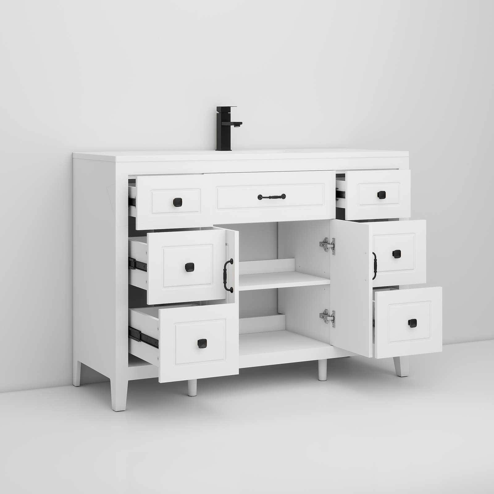 48 Inch Freestanding Bathroom Vanity with Sink Soft Close 2 Doors 6 Drawers