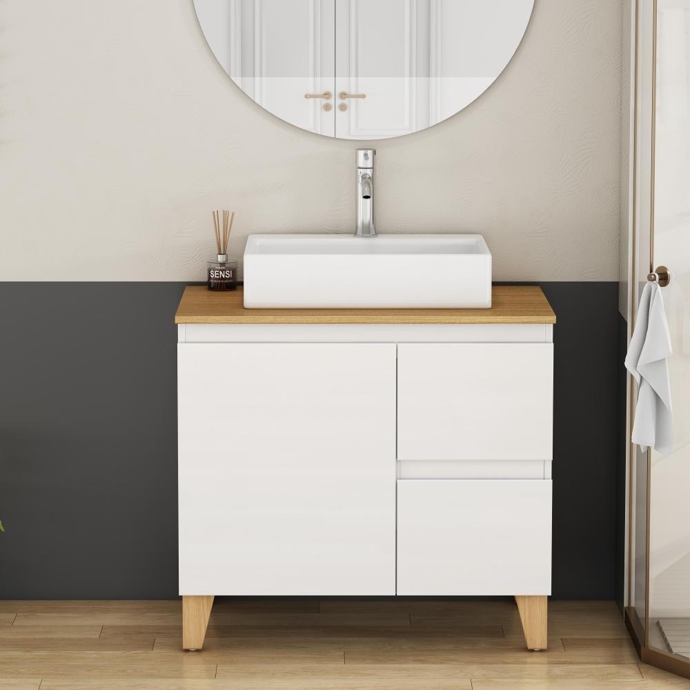Bathroom Vanity W Sink Features 1 Door A 2 Drawers Includes Soft-Close Mechanism