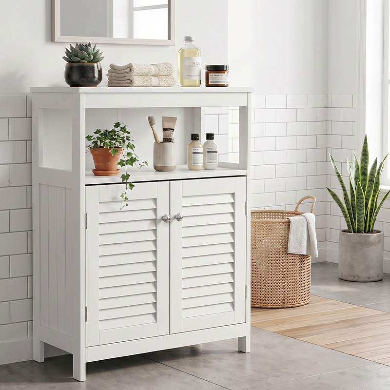 Bathroom Storage Cabinet 23.6in White Modern Fit Most Home Decor Styles