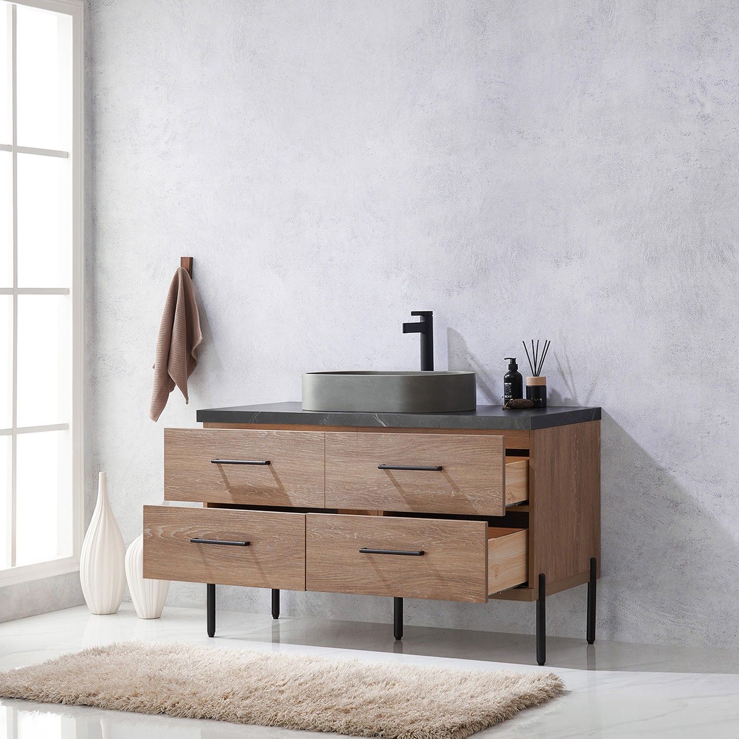 Miseno MV-NM-705148O Trento 48″ – North American Oak / Black