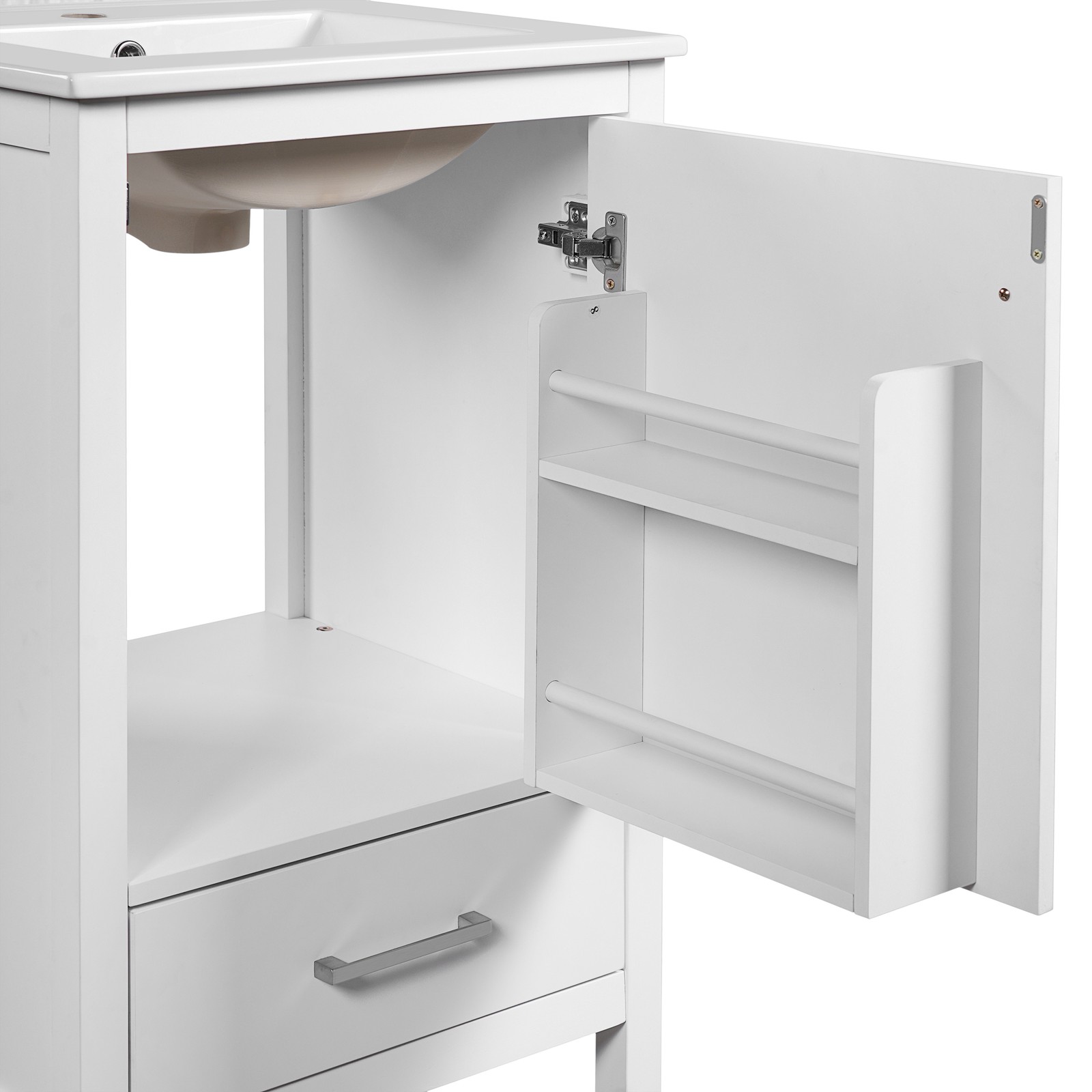 20-Inch Modern Bathroom Vanity with Ceramic Sink & Soft-Close Drawer