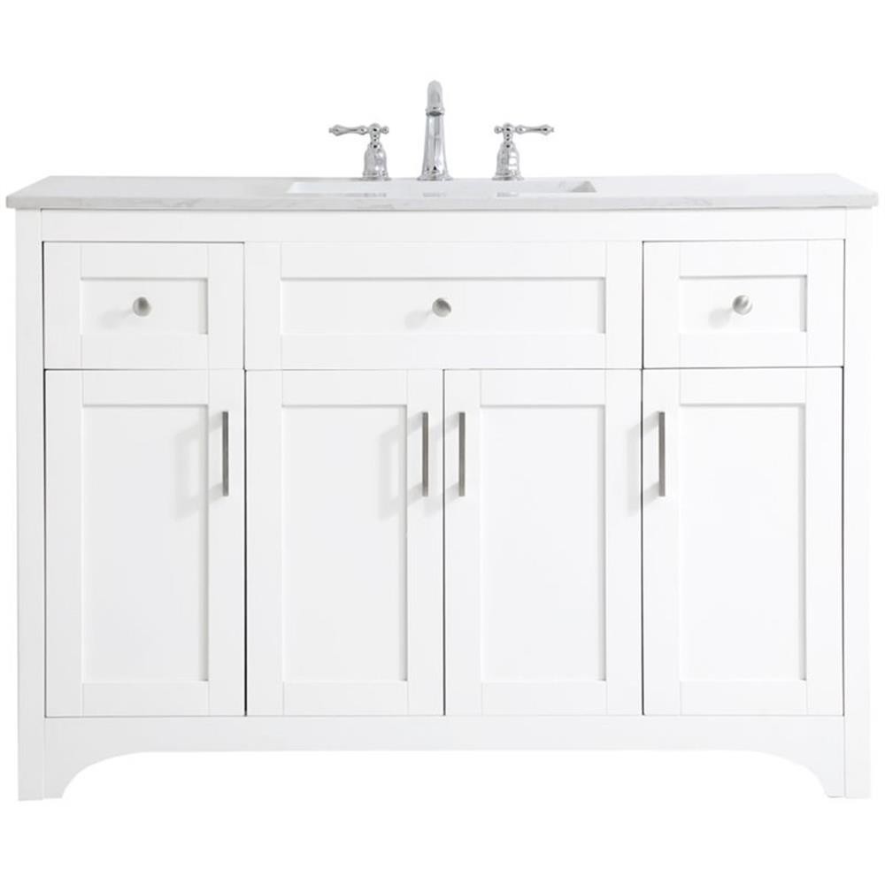 Elegant Decor Moore 48″ Single Quartz Top Bathroom Vanity in White