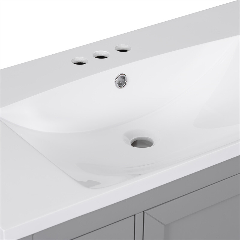 36 Inch Modern Bathroom Vanity with Sink Combo,Six Drawers,Adjustable Shelf,Grey