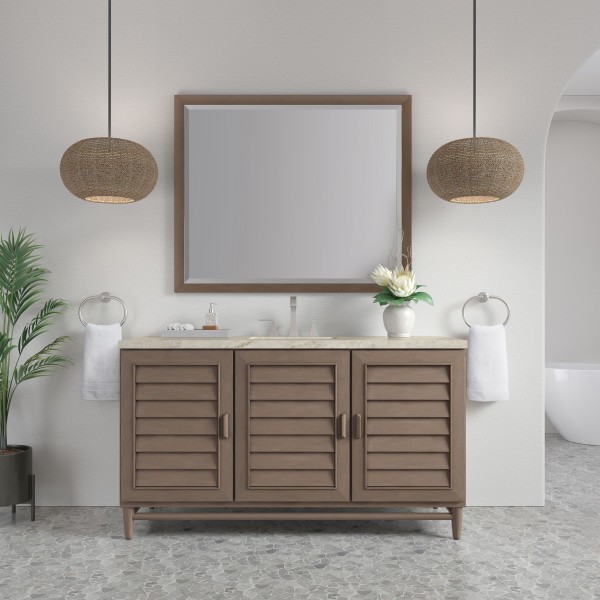 60″ James Martin Portland 620-V60S-WW-3TJR Vanity Cabinet Tajnar Eclos Top