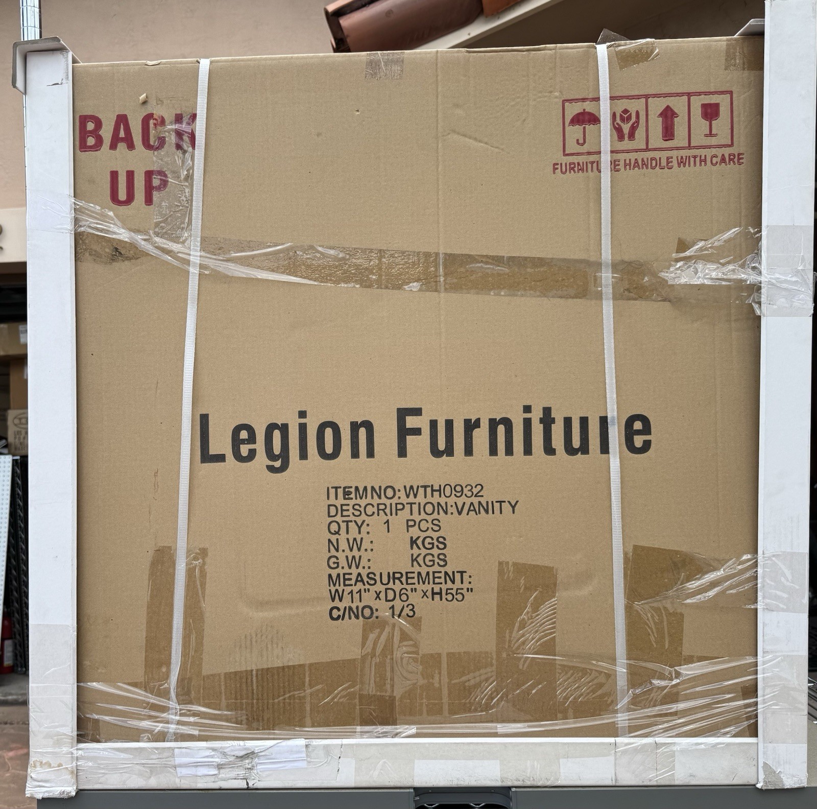 LEGION FURNITURE WTH0932 SINK VANITY W MIRROR SIDE CABINET LIGHT MAPLE