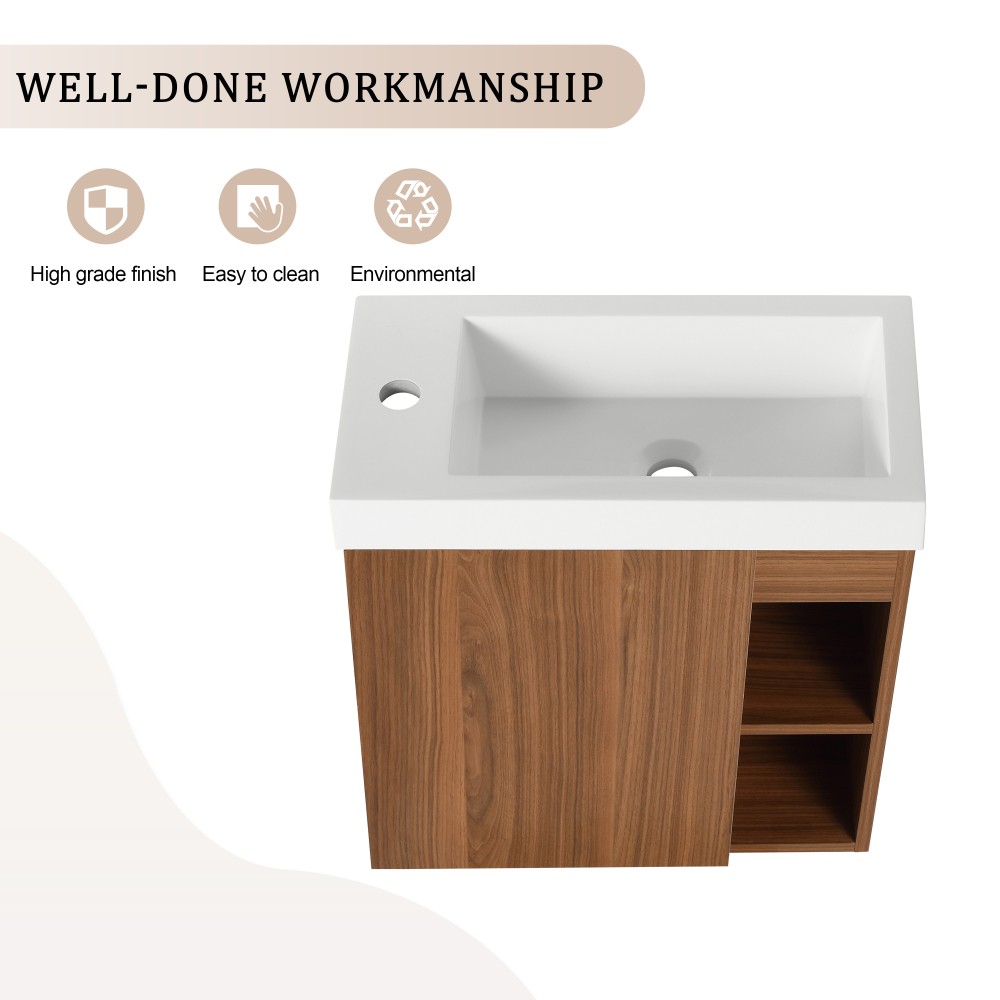 Floating Wall Mounted Bathroom Vanity W Resin Sink Soft Close Cabinet Door