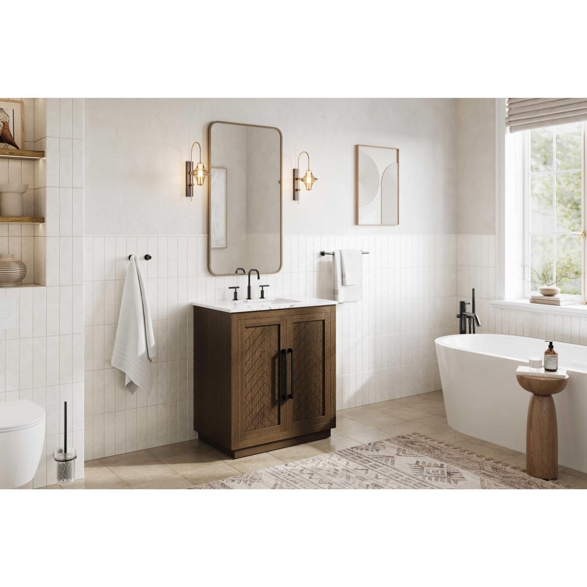 Elegant Lighting VF29030HO Chase 30 X 34 inch Hazel Oak Bathroom Vanity Cabinet
